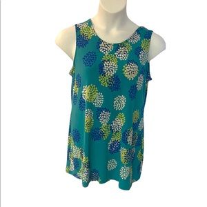 โค๏ธLeota Sleeveless Stretchy Jersey Knit Printed Turquoise Casual Weekend Top